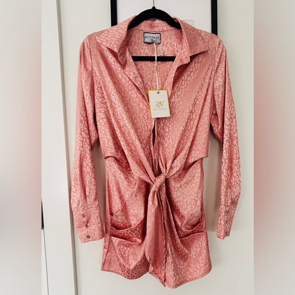 NWT Runaway The Label Ruby Rose Dress in shimmer pink size XS